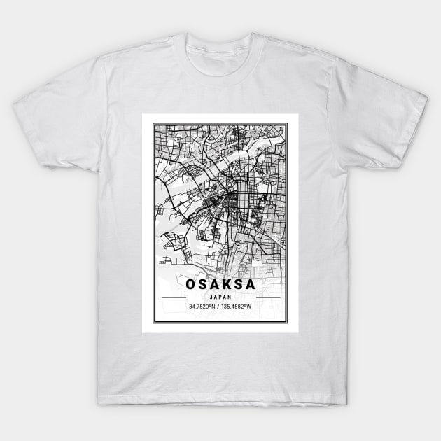 Osaka Light City Map T-Shirt by tienstencil